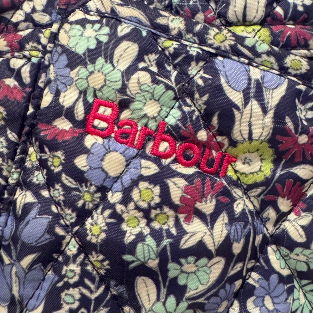 Barbour Girls Purple Floral Quilted Daisy Liddesdale Jacket size L 10/11 - Picture 2 of 7